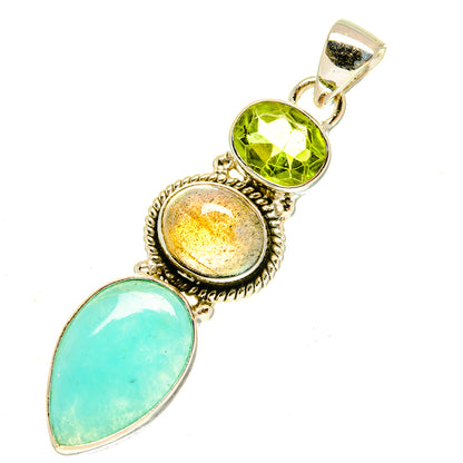 Peruvian Amazonite Pendants handcrafted by Ana Silver Co - PD3446