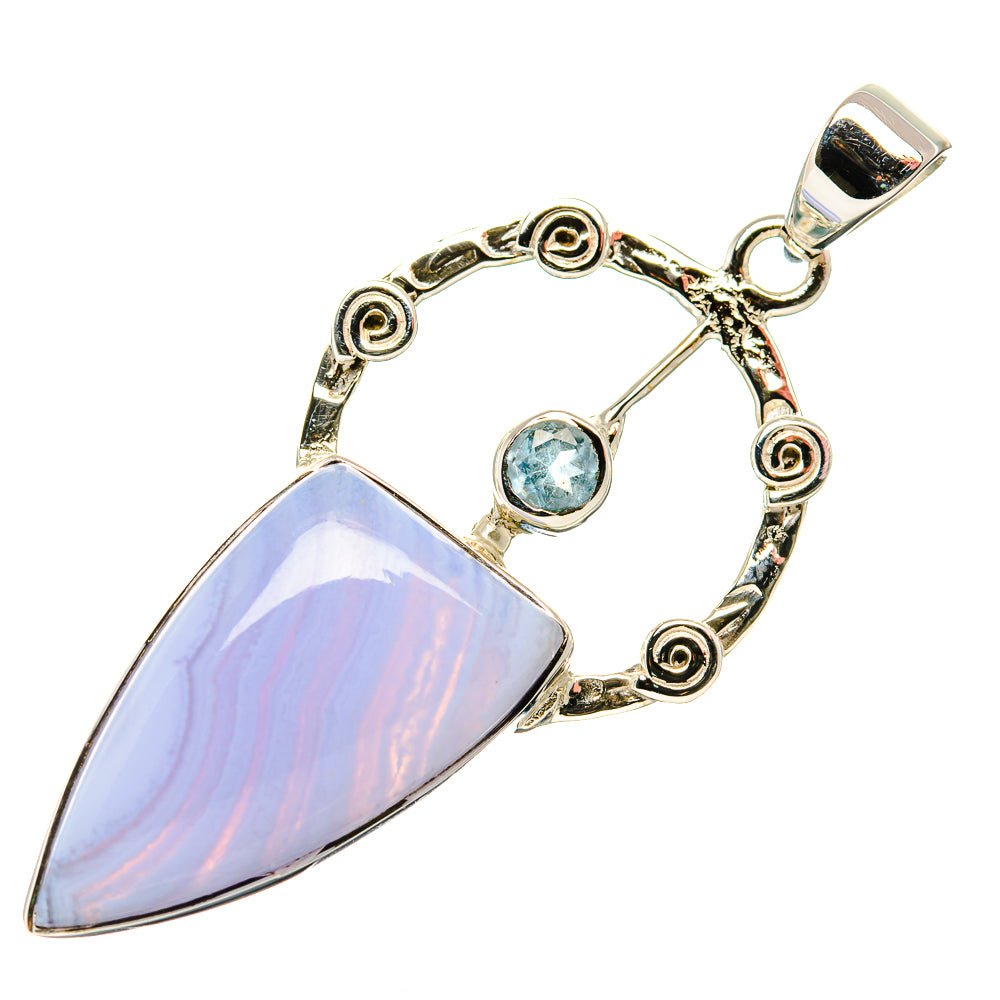 Blue Lace Agate Pendants handcrafted by Ana Silver Co - PD34557 - Photo 2
