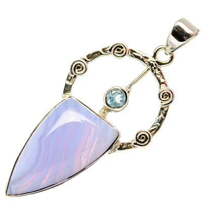 Blue Lace Agate Pendants handcrafted by Ana Silver Co - PD34557 - Photo 2