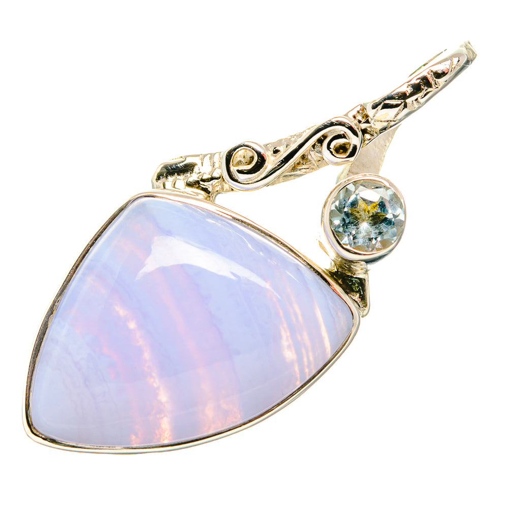 Blue Lace Agate Pendants handcrafted by Ana Silver Co - PD34567 - Photo 2