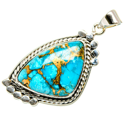 Blue Copper Composite Turquoise Pendants handcrafted by Ana Silver Co - PD35006 - Photo 2