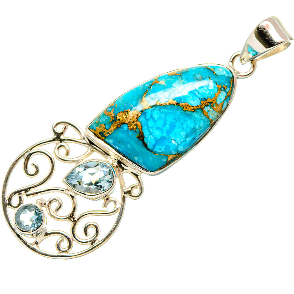 Blue Copper Composite Turquoise Pendants handcrafted by Ana Silver Co - PD35023 - Photo 2