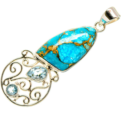 Blue Copper Composite Turquoise Pendants handcrafted by Ana Silver Co - PD35023 - Photo 2