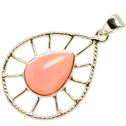 925 sterling silver pendant with oval pink opal cabochon in decorative halo