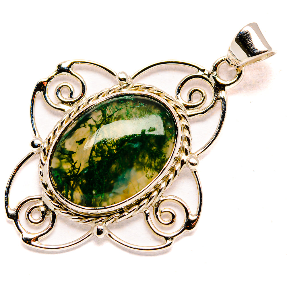 Green Moss Agate Pendants handcrafted by Ana Silver Co - PD35080 - Photo 2
