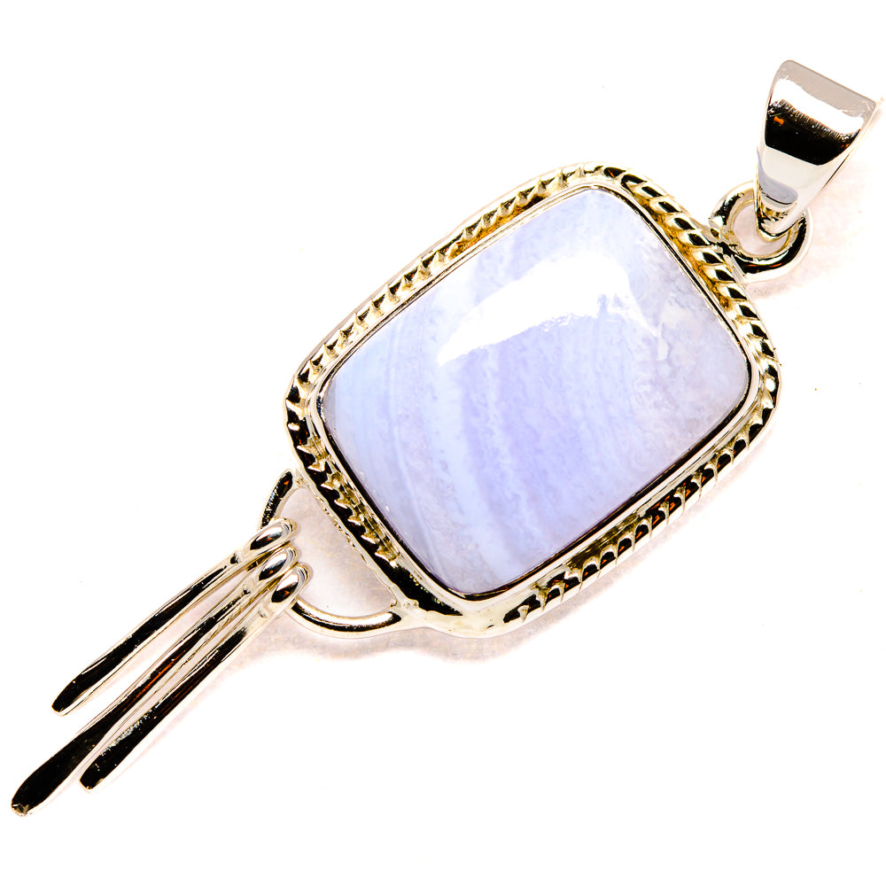 Blue Lace Agate Pendants handcrafted by Ana Silver Co - PD35088 - Photo 2