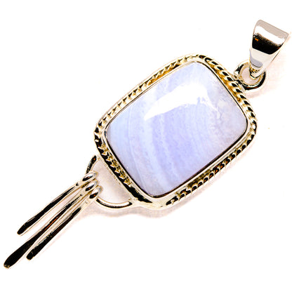 Blue Lace Agate Pendants handcrafted by Ana Silver Co - PD35088 - Photo 2