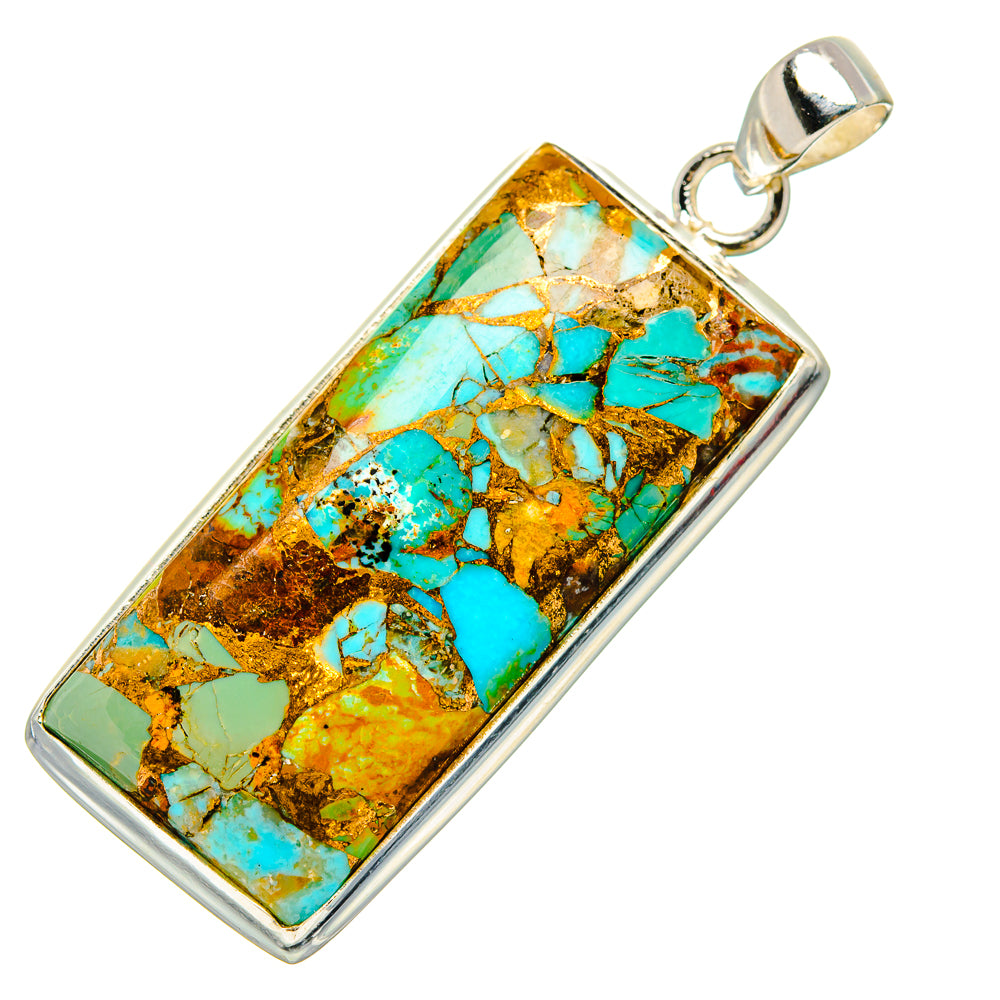 Kingman Mohave Turquoise Pendants handcrafted by Ana Silver Co - PD35127 - Photo 2