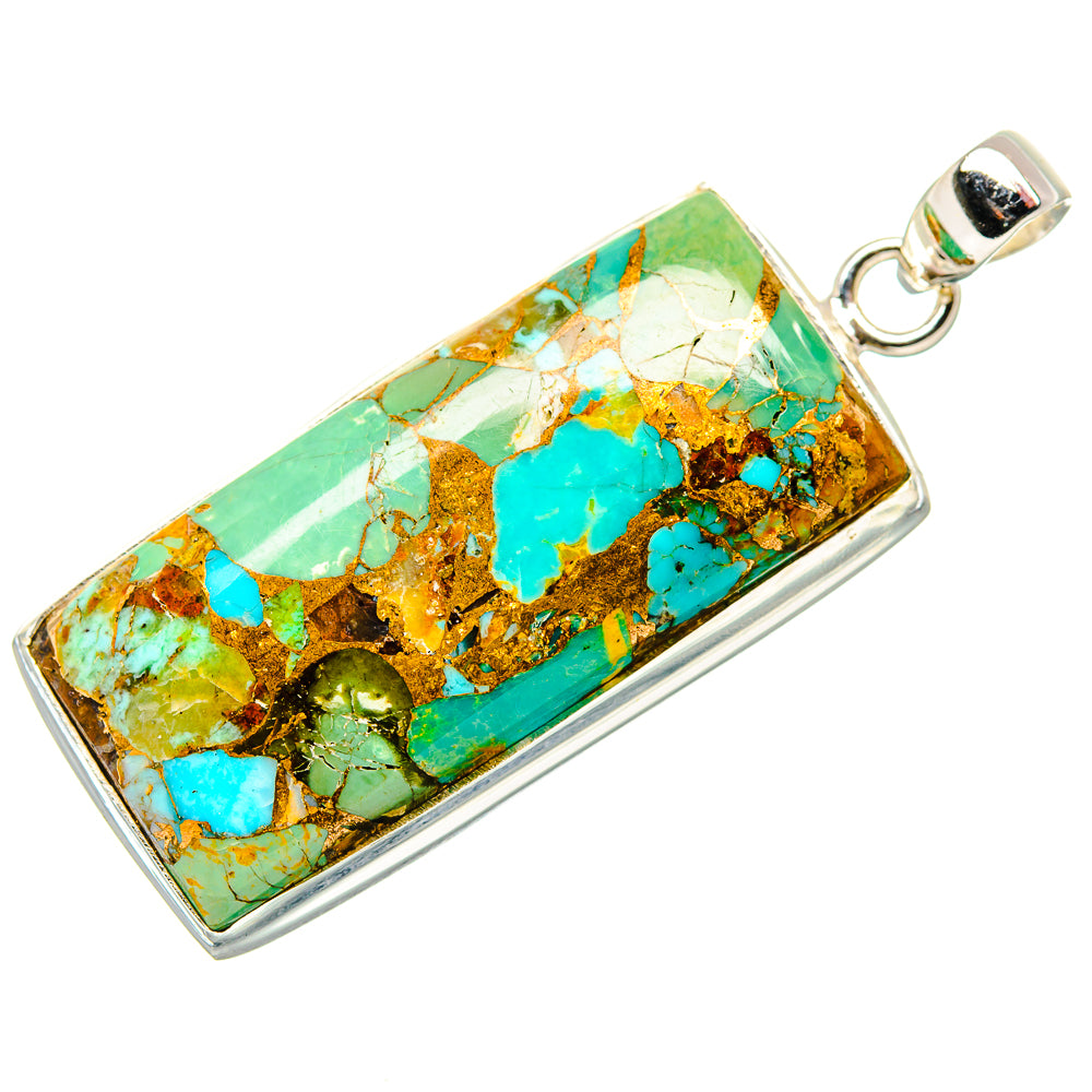 Kingman Mohave Turquoise Pendants handcrafted by Ana Silver Co - PD35174 - Photo 2