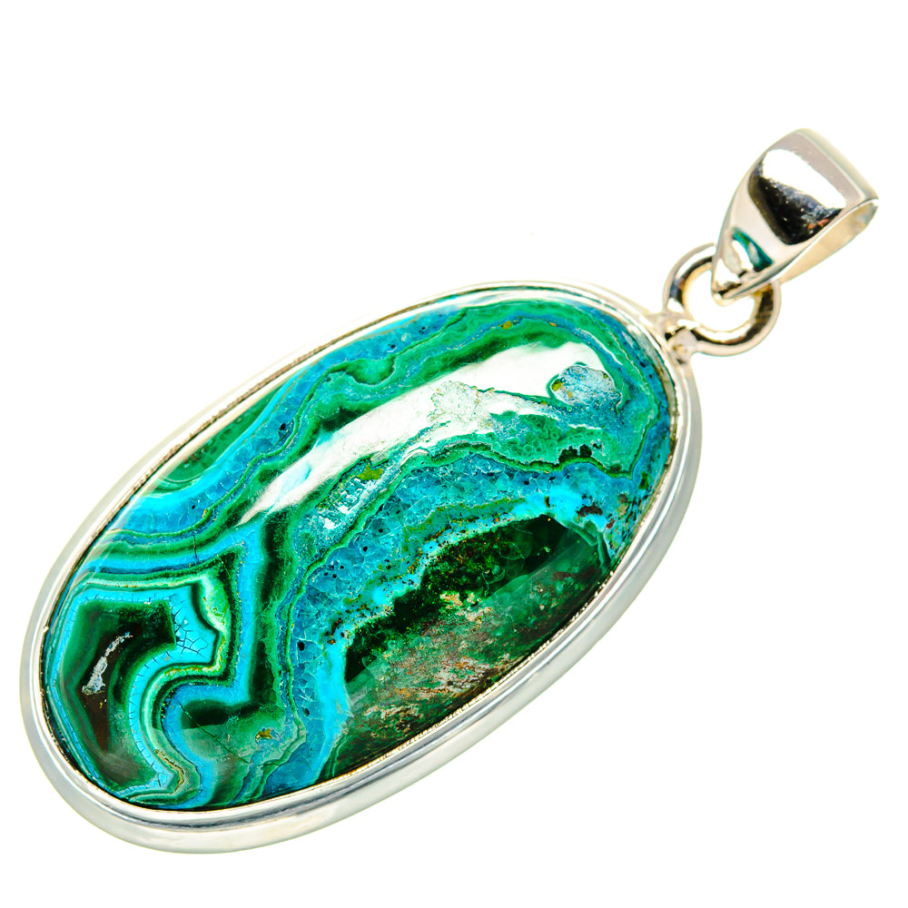 Malachite In Chrysocolla Pendants handcrafted by Ana Silver Co - PD35246 - Photo 2