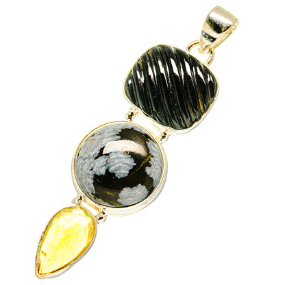 Snowflake Obsidian Pendants handcrafted by Ana Silver Co - PD3527