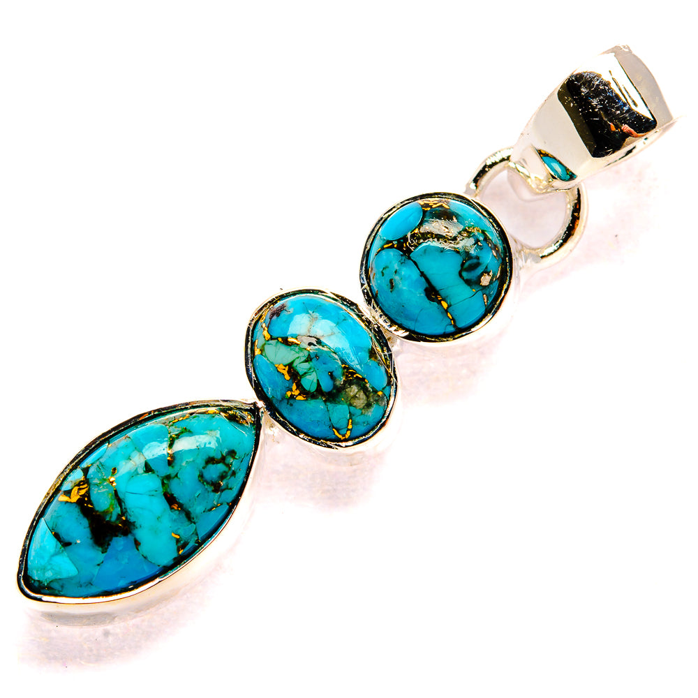 Kingman Mohave Turquoise Pendants handcrafted by Ana Silver Co - PD35394 - Photo 2