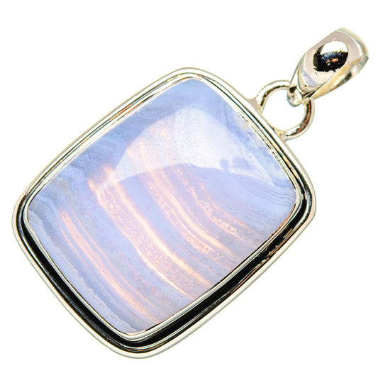 Blue Lace Agate Pendants handcrafted by Ana Silver Co - PD35415 - Photo 2