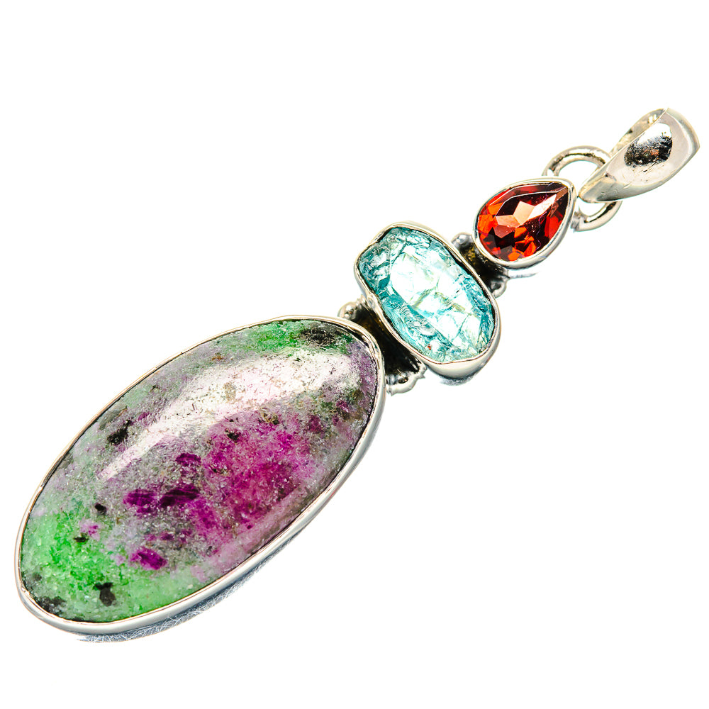 Ruby Zoisite Pendants handcrafted by Ana Silver Co - PD35424 - Photo 2