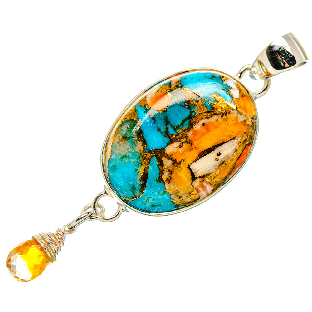 Blue Orange Copper Composite Turquoise Pendants handcrafted by Ana Silver Co - PD35439 - Photo 2
