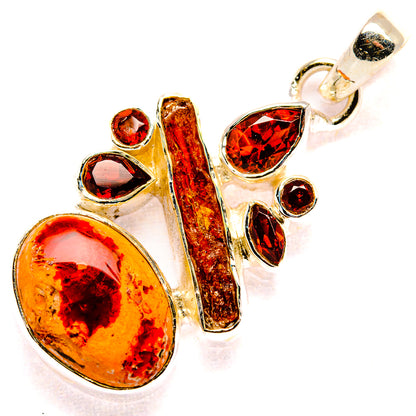 Mexican Fire Opal Pendants handcrafted by Ana Silver Co - PD35501 - Photo 2