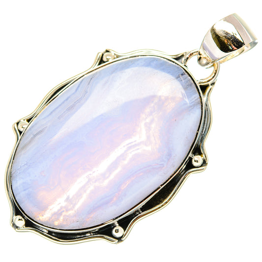 Blue Lace Agate Pendants handcrafted by Ana Silver Co - PD35538 - Photo 2