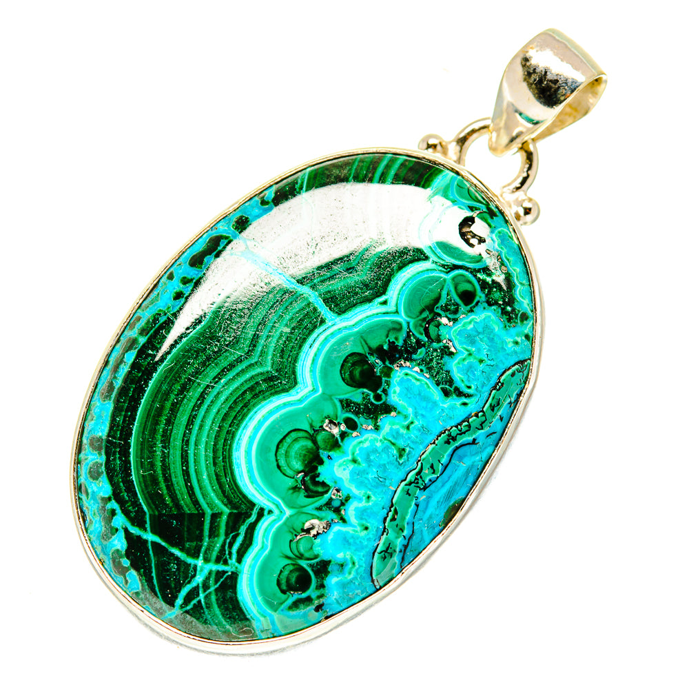 Malachite In Chrysocolla Pendants handcrafted by Ana Silver Co - PD3555