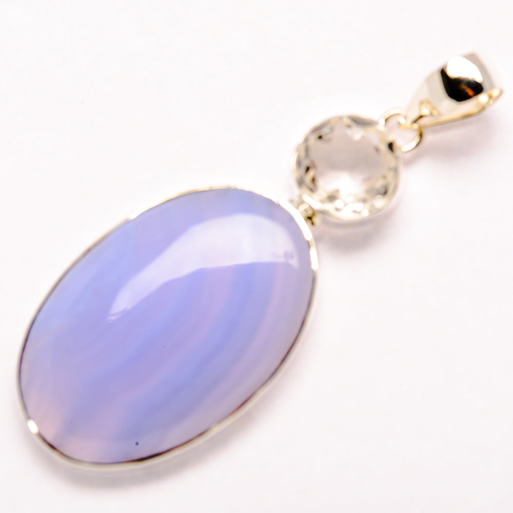 Blue Lace Agate Pendants handcrafted by Ana Silver Co - PD35561 - Photo 2