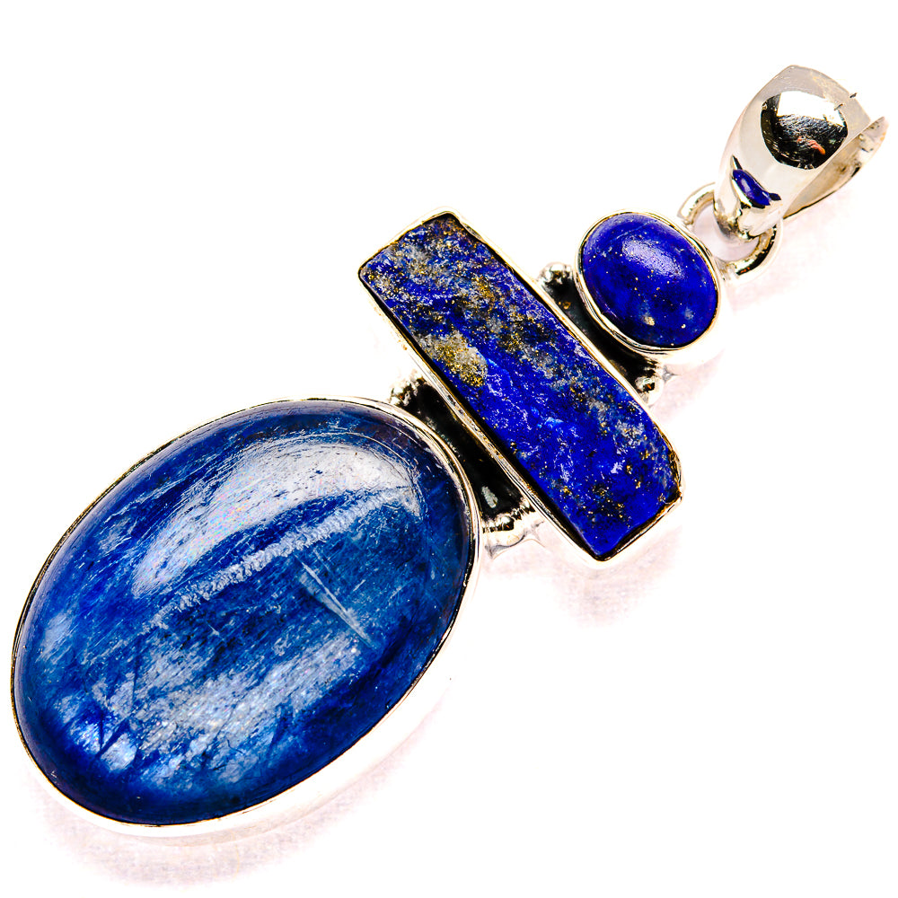 Sterling silver lapis lazuli pendant with oval, rectangular, and small round stones