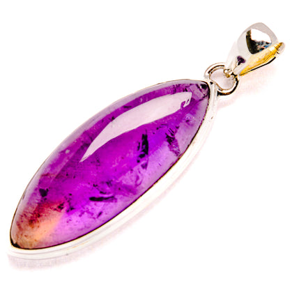 Ametrine teardrop pendant in 925 sterling silver, purple gemstone with bail