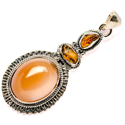 Peach Moonstone Pendants handcrafted by Ana Silver Co - PD35651 - Photo 2