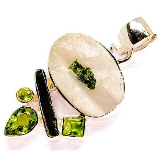 Green Tourmaline In Quartz Pendants handcrafted by Ana Silver Co - PD35674 - Photo 2