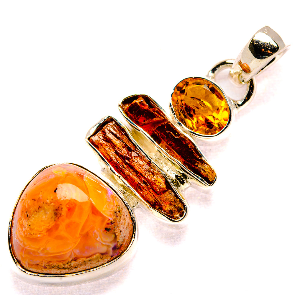 Mexican Fire Opal Pendants handcrafted by Ana Silver Co - PD35699 - Photo 2