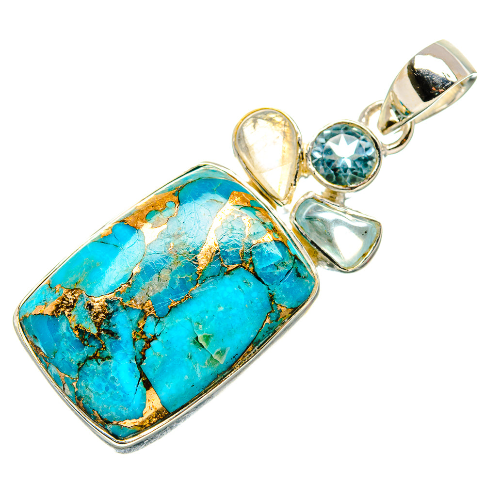 Blue Copper Composite Turquoise Pendants handcrafted by Ana Silver Co - PD35747 - Photo 2