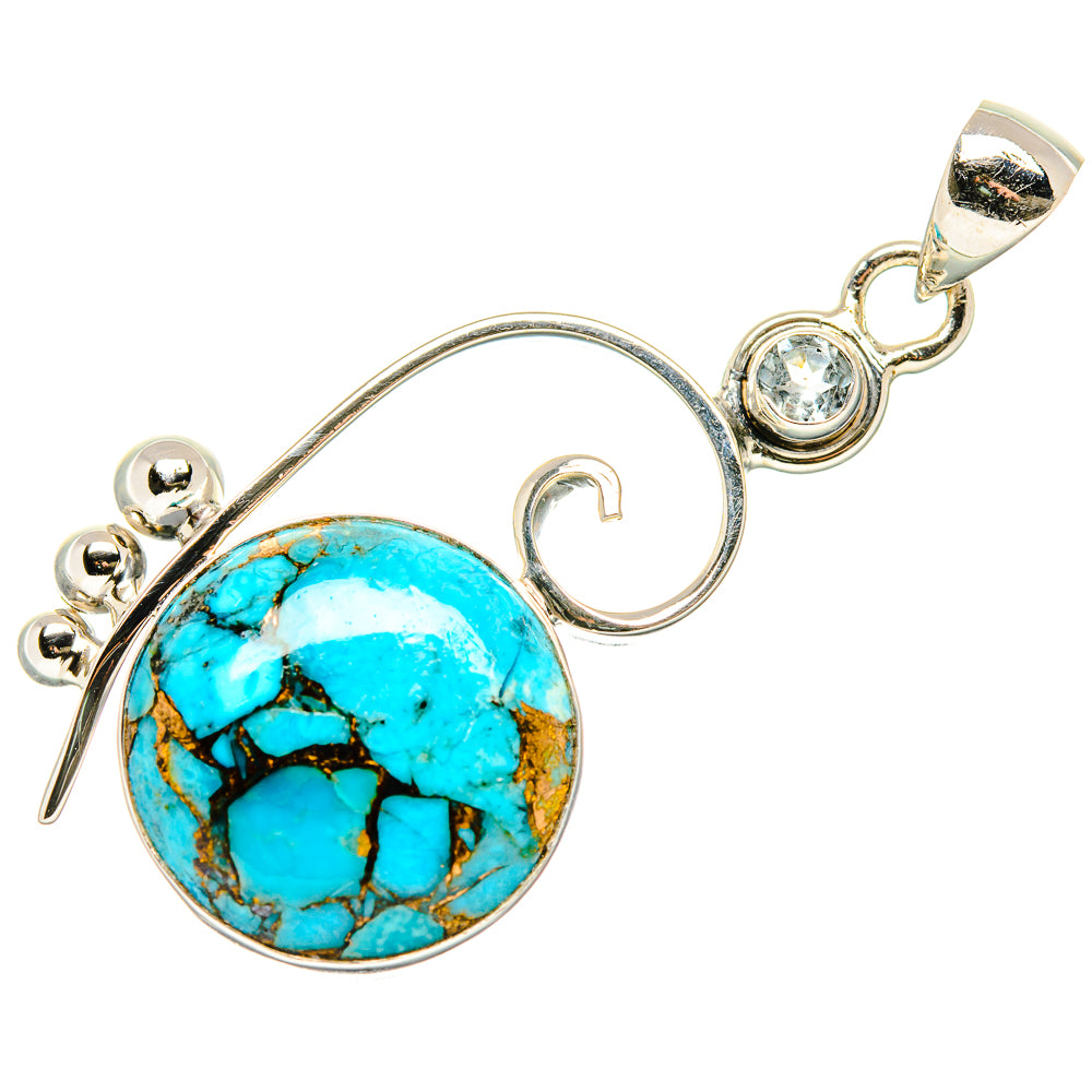 Blue Copper Composite Turquoise Pendants handcrafted by Ana Silver Co - PD35748 - Photo 2