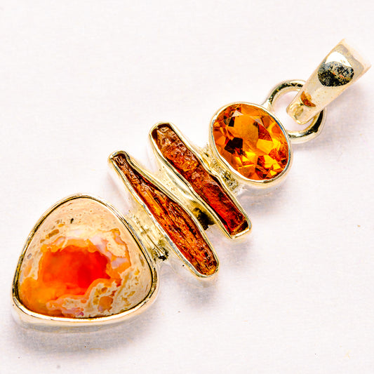 Mexican Fire Opal Pendants handcrafted by Ana Silver Co - PD35875 - Photo 2
