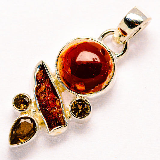 Mexican Fire Opal Pendants handcrafted by Ana Silver Co - PD35881 - Photo 2