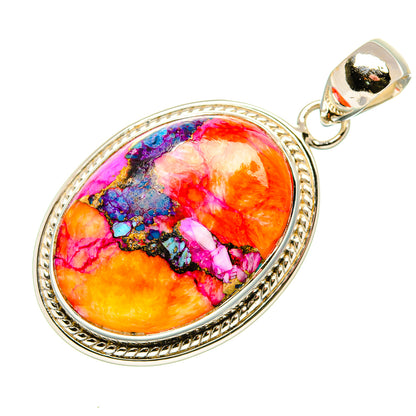 Kingman Pink Dahlia Turquoise Pendants handcrafted by Ana Silver Co - PD35925 - Photo 2