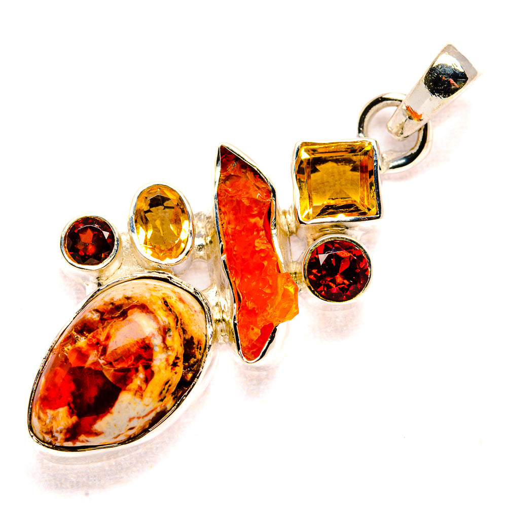 Mexican Fire Opal Pendants handcrafted by Ana Silver Co - PD35967 - Photo 2