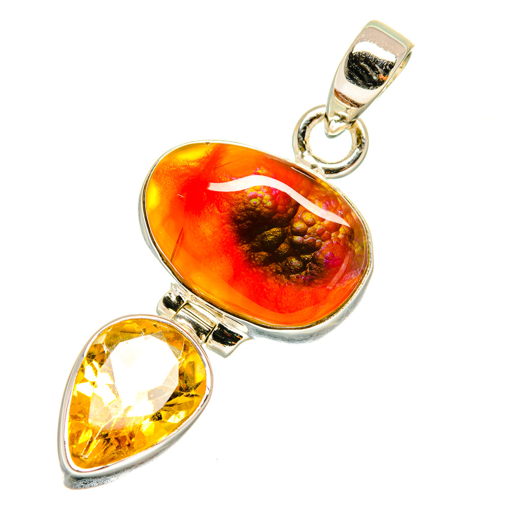 Mexican Fire Agate Pendants handcrafted by Ana Silver Co - PD3602