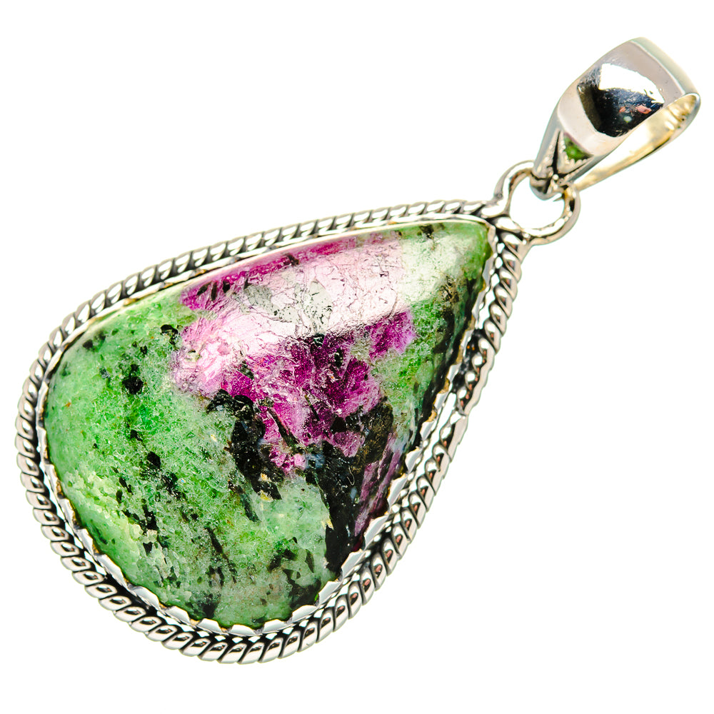 Ruby Zoisite Pendants handcrafted by Ana Silver Co - PD36020 - Photo 2