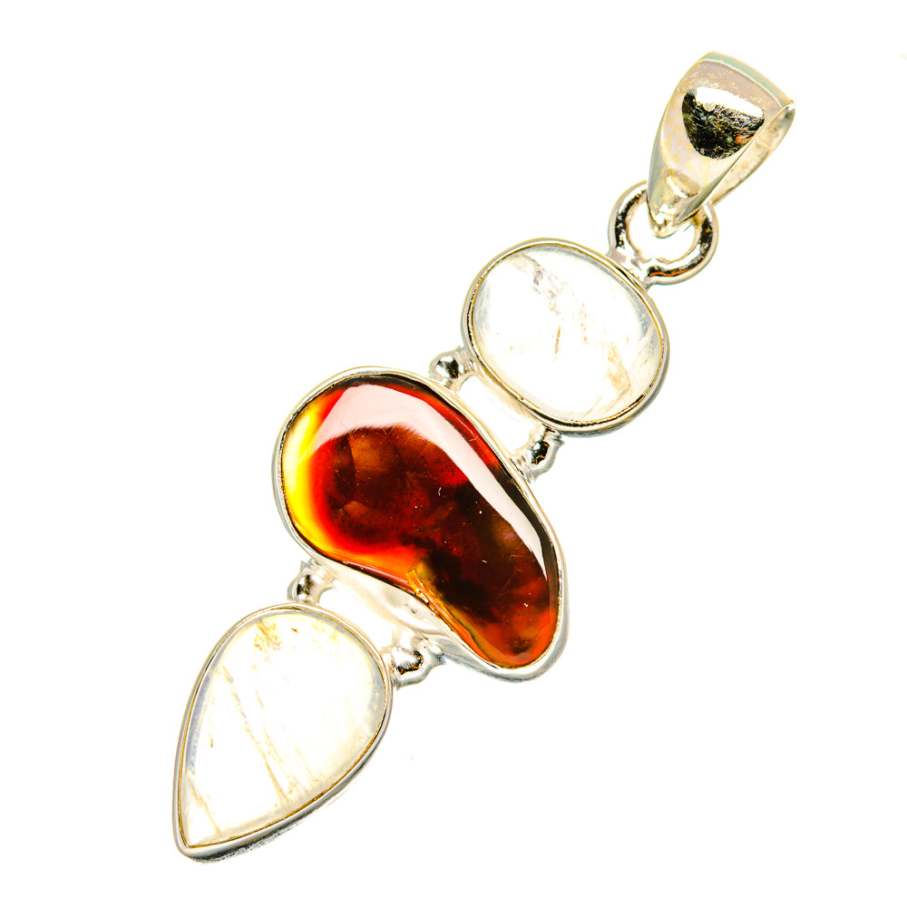 Mexican Fire Agate Pendants handcrafted by Ana Silver Co - PD3603