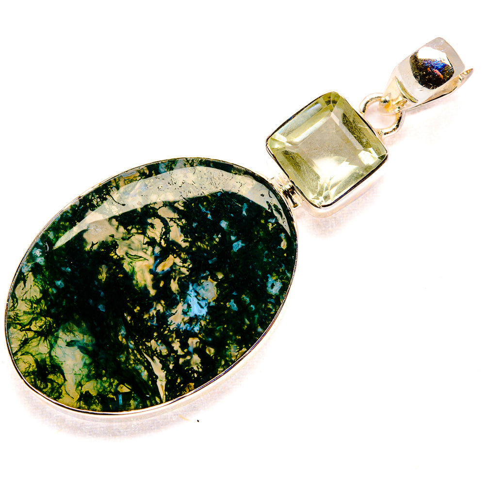 Green Moss Agate Pendants handcrafted by Ana Silver Co - PD36062 - Photo 2