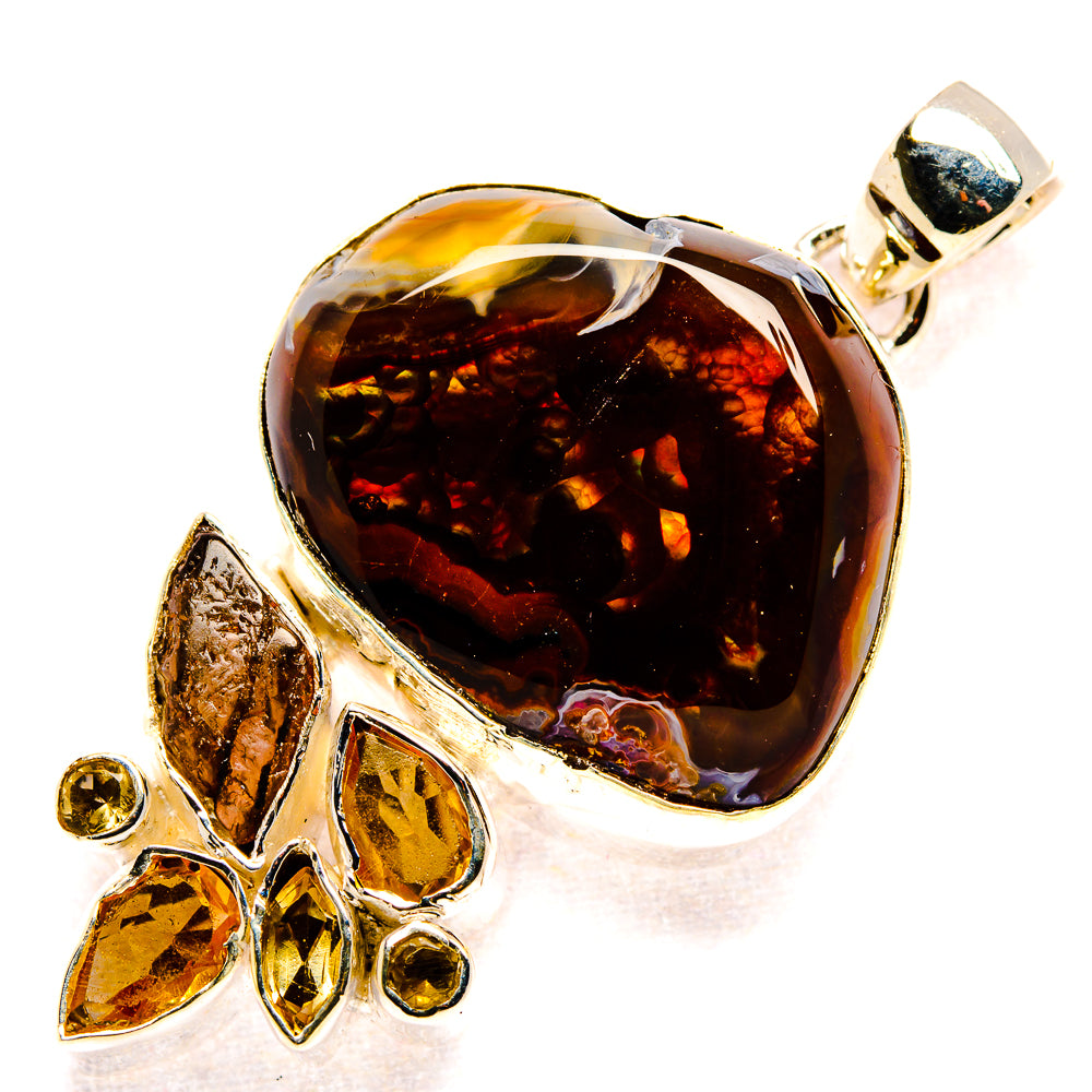 Mexican Fire Agate Pendants handcrafted by Ana Silver Co - PD36101 - Photo 2