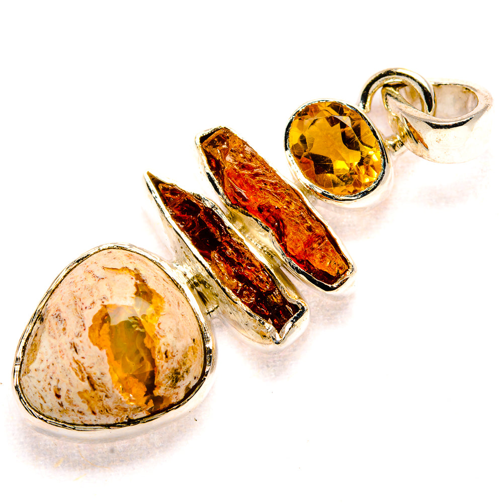 Mexican Fire Opal Pendants handcrafted by Ana Silver Co - PD36108 - Photo 2