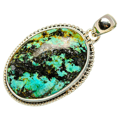 Oval turquoise pendant in 925 sterling silver with bezel and bail