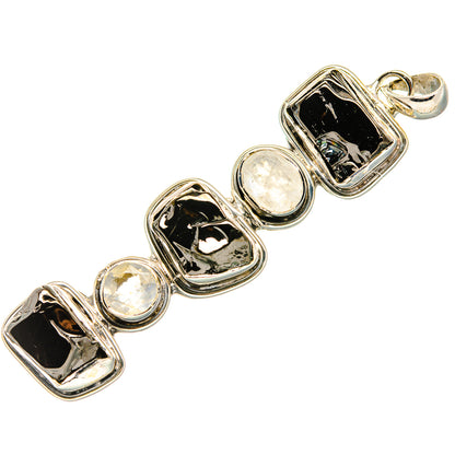 Shungite, Rainbow Moonstone Pendants handcrafted by Ana Silver Co - PD36186 - Photo 2