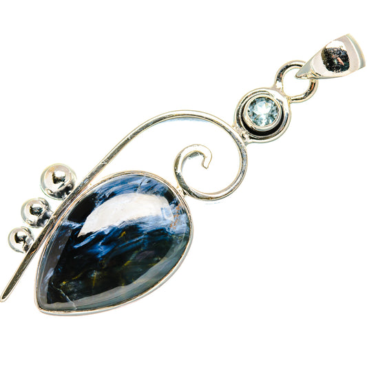 Pietersite, Blue Topaz Pendants handcrafted by Ana Silver Co - PD36192 - Photo 2