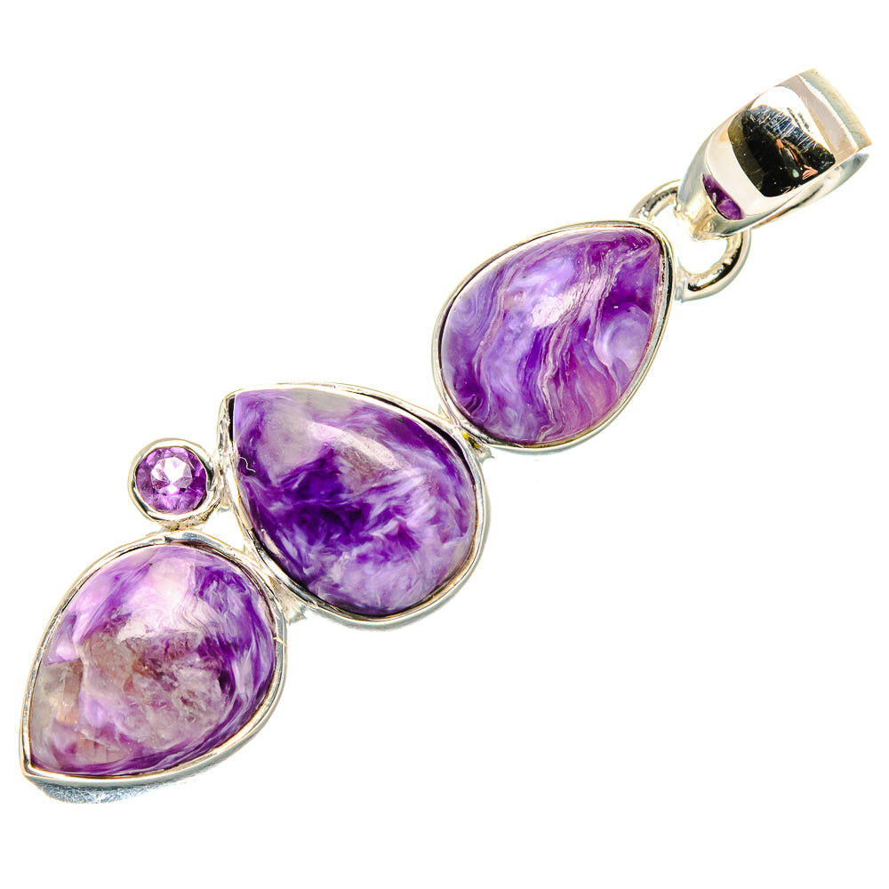 Charoite, Amethyst Pendants handcrafted by Ana Silver Co - PD36197 - Photo 2