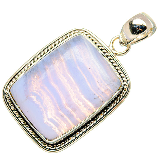 Blue Lace Agate Pendants handcrafted by Ana Silver Co - PD36199 - Photo 2