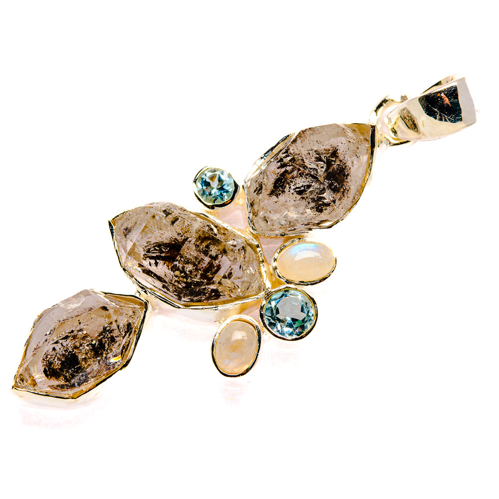 Herkimer Diamond, Blue Topaz, Rainbow Moonstone Pendants handcrafted by Ana Silver Co - PD36204 - Photo 2