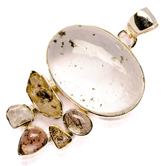 Dendritic Opal, Herkimer Diamond, Tourmalinated Quartz Pendants handcrafted by Ana Silver Co - PD36205 - Photo 2