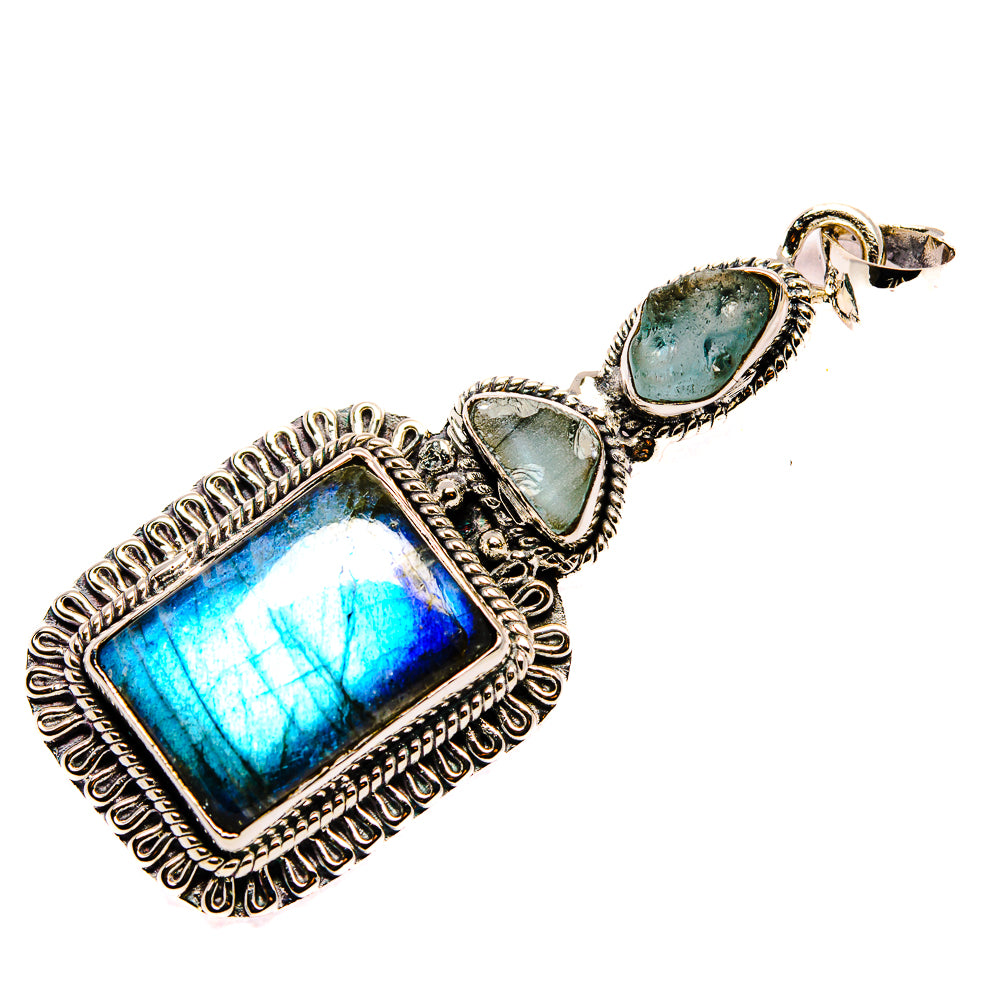 Labradorite, Aquamarine Pendants handcrafted by Ana Silver Co - PD36214 - Photo 2