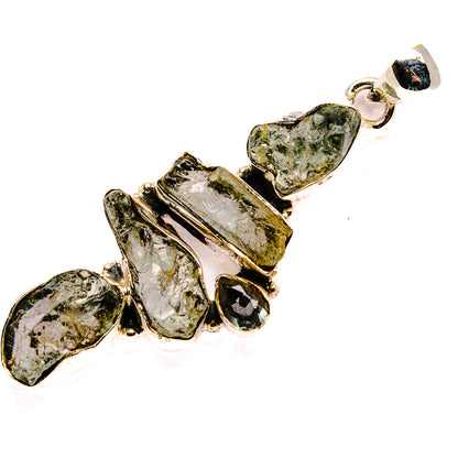 925 sterling silver gemstone pendant with rough green amethyst and white quartz