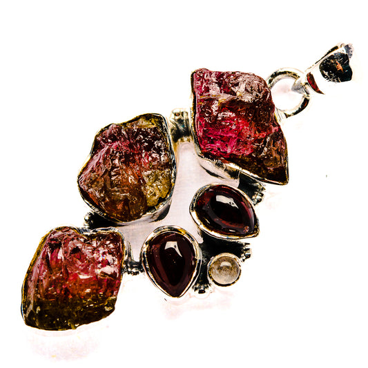 Pink Tourmaline, Garnet, Rainbow Moonstone Pendants handcrafted by Ana Silver Co - PD36221 - Photo 2
